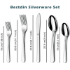 Bestdin Silverware Set for 8, 40 Pieces Stainless Steel Flatware Set, Include Fork Knife Spoon Set, Mirror Polished, Dishwasher Safe, Tableware Cutler