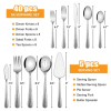 Vesteel 45-Piece Silverware Set with Serving Utensils, Stainless Steel Hammered Flatware Cutlery Set for 8 Include Forks Knives Spoons, Heavy Duty & M