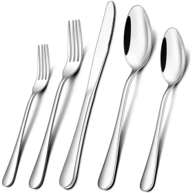 Aursear Stainless Steel Flatware Sets, 20 Pieces Silverware Sets, Forks and Spoons,Service for 4