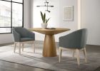 Jasper Driftwood Finish 3 Piece 47" Round Dining Table Set with Gray Barrel Chairs