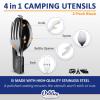 Orblue 4-in-1 Camping Utensils, 2-Pack, Portable Stainless Steel Spoon, Fork, Knife & Bottle Opener Combo Set - Travel, Backpacking Cutlery Multitool,