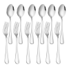 Emlimny 12-piece Forks(8 inch) and Spoons(7 inch) Silverware Set, Food Grade Stainless Steel Flatware Cutlery Set for Home, Kitchen and Restaurant, Mi