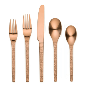 Ornative Flatware - Eve - Matte Copper, 18/0 Stainless Steel Flatware 20-Piece Set, Service for 4