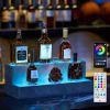 LED Lighted Liquor Bottle Display Shelf, 20 Inch Bar Display Shelf, DIY Illuminated Bottle Shelf with App & Remote Control, 2 Step Freestanding Holdin