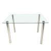 4-seat simple rectangular cylindrical leg table tempered glass stainless steel clear glass 110 * 70 * 75cm N201(Replace encoding13029115)