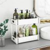 2 sets  sink storage units and bathroom sink storage units, 2-layer drawer cabinet storage unit for kitchen bathroom sink storage, white