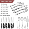 Walchoice 53-Piece Silverware Set with Serving Utensils, Elegant Metal Tableware Plus Steak Knives, Stainless Steel Flatware Cutlery Set Service for 8