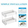 2 sets  sink storage units and bathroom sink storage units, 2-layer drawer cabinet storage unit for kitchen bathroom sink storage, white