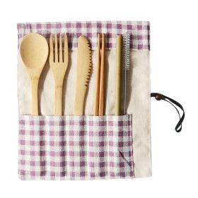 Portable Bamboo Tableware 6-Piece Set (Option: A)