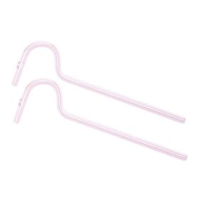 2straw 1cleaningbrush Can Be Used Repeatedly Original Glass Drinking Straw, Flute Style Design For Engaging Lips Horizontally, Anti Wrinkle. (Color: Pink)