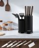 Knife Block Holder, Cookit Universal Knife Block without Knives, Unique Double-Layer Wavy Design, Round Black Knife Holder for Kitchen, Space Saver Kn